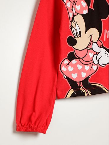 Blusa Manga Longa Cropped Infantil Para Menina - VERMELHO