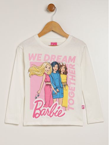 Blusa Manga Longa Barbie Infantil Para Menina - OFF WHITE