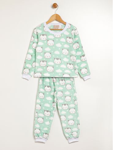 Pijama Longo Infantil Para Menina - VERDE