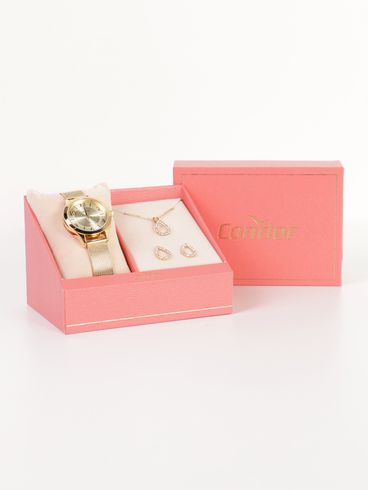 Relógio+Acessório Condor Feminino DOURADO