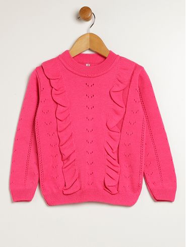 Blusão Tricot Infantil Para Menina - ROSE