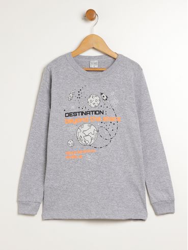 Camiseta Manga Longa Infantil Para Menino - MESCLA