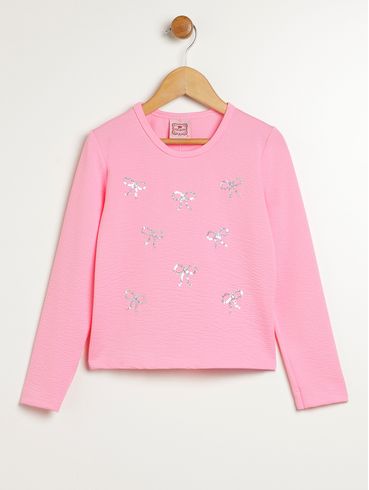 Blusa Manga Longa Juvenil Para Menina - ROSA