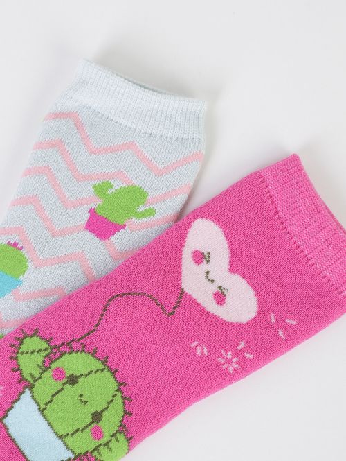 Kit com 02 Meias Infantil Para Menina - PINK/CINZA