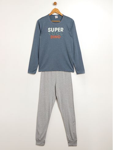 Pijama Longo Juvenil Para Menino - AZUL/MESCLA