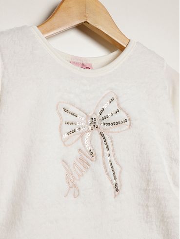 Blusa Manga Longa Infantil Para Menina - OFF WHITE