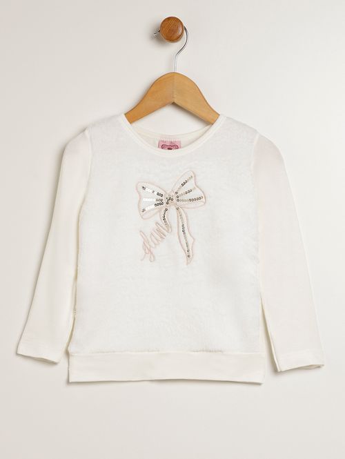 Blusa Manga Longa Infantil Para Menina - OFF WHITE