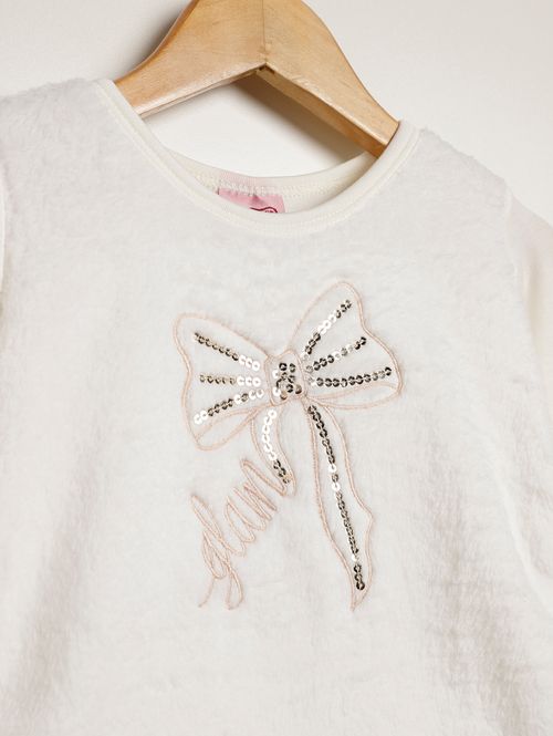 Blusa Manga Longa Infantil Para Menina - OFF WHITE