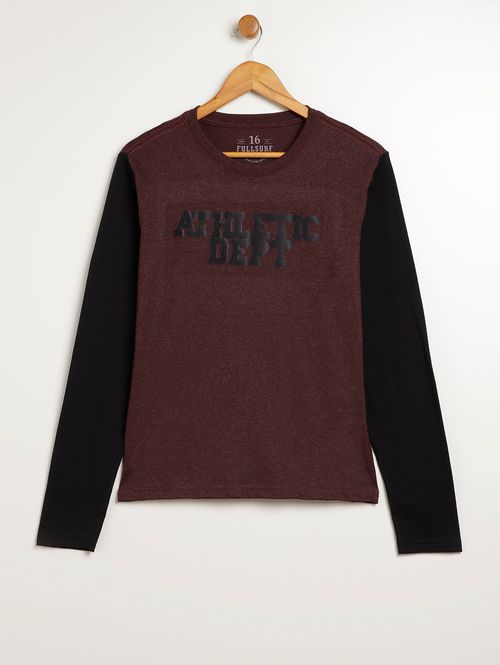 Camiseta Manga Longa juvenil Para Menino - BORDO/PRETO