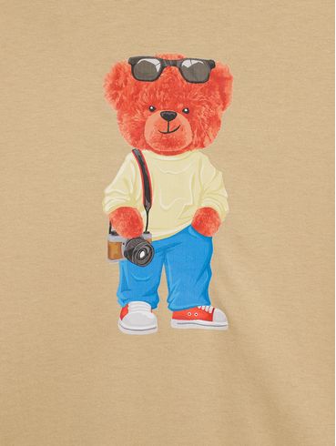 Camiseta Manga Longa Juvenil Para Menino - BEGE