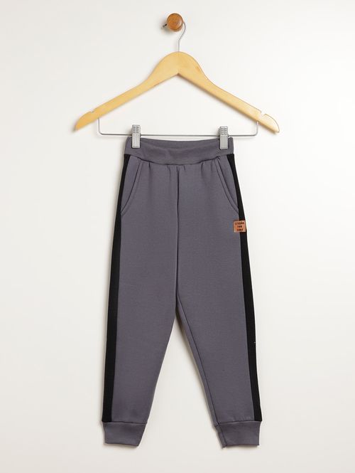 Calça Moletom Com Punho Infantil Para Menino - CINZA