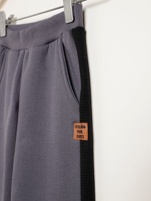 Calça Moletom Com Punho Infantil Para Menino - CINZA