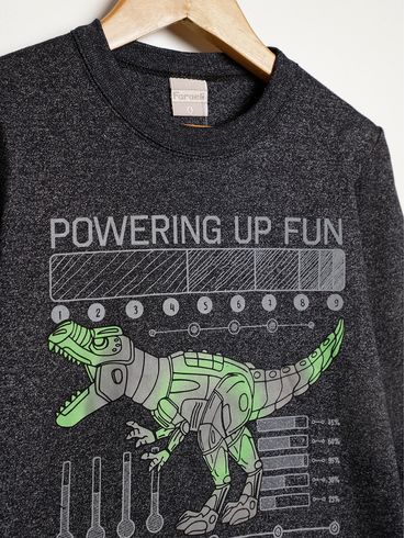 Camiseta Manga Longa Infantil Para Menino - PRETO