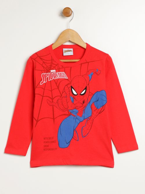 Camiseta Manga Longa Infantil Para Menino - VERMELHO