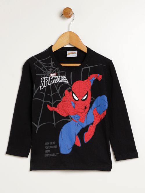 Camiseta Manga Longa Infantil Para Menino - PRETO