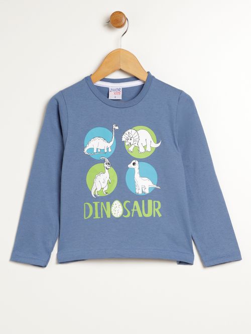 Camiseta Manga Longa Infantil Para Menino - AZUL