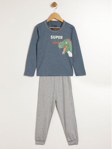 Pijama Longo Infantil Para Menino - AZUL/MESCLA