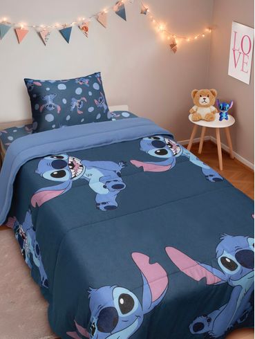 Edredom Solteiro Stitch Disney AZUL