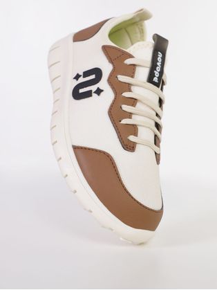 Tênis Novopé Juvenil Para Menino - OFF WHITE/CARAMELO