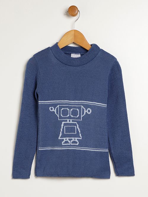 Blusão Tricot Manga Longa Infantil Para Menino - AZUL