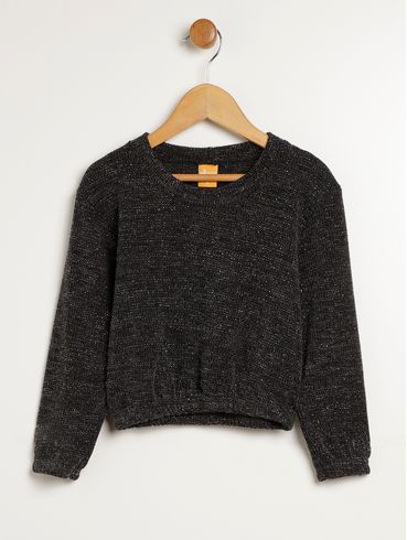 Blusão Tricot Infantil Para Menina - PRETO