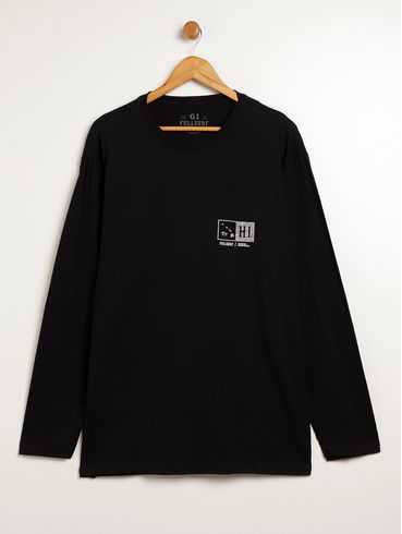 Camiseta Manga Longa Plus Size Masculina PRETO