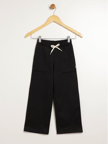 Calça Wide Leg Infantil Para Menina - PRETO