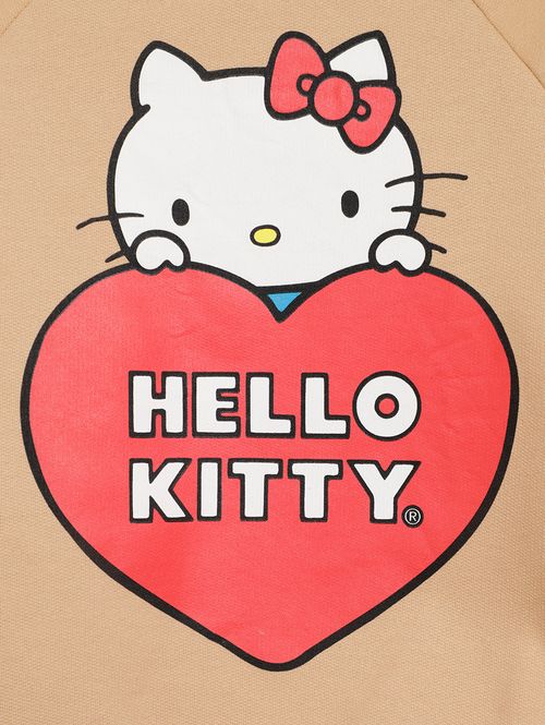 Conjunto Longo Hello Kitty Infantil Para Menina - BEGE