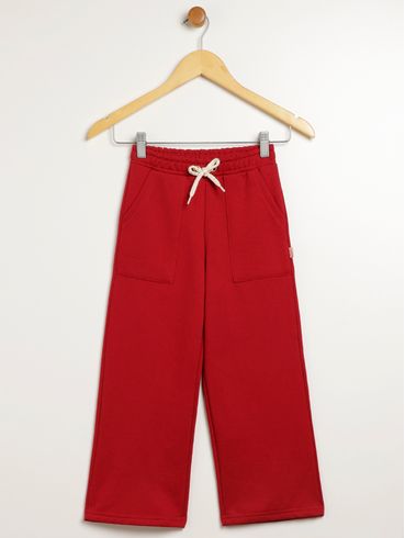 Calça Wide Leg Infantil Para Menina - BORDO