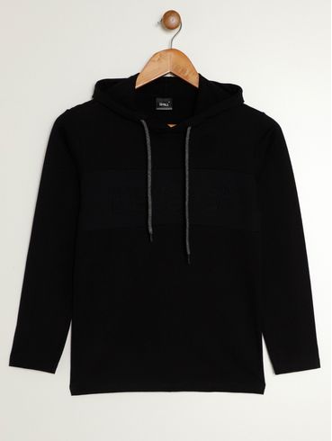 Camiseta Manga Longa Juvenil Para Menino - PRETO