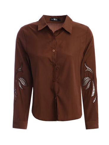 Camisa Bordado Vazado Eagle Rock Feminina CAFE