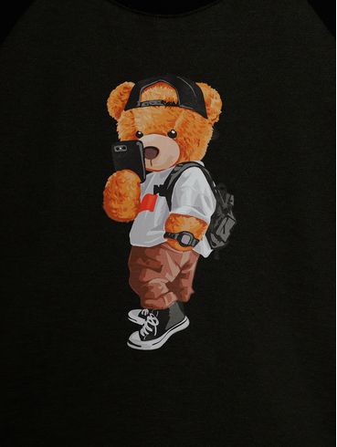 Camiseta Manga Longa Infantil Para Menino - VERDE/PRETO