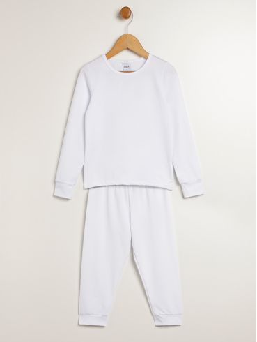 Pijama Longo Térmico Infantil Para Menina - BRANCO