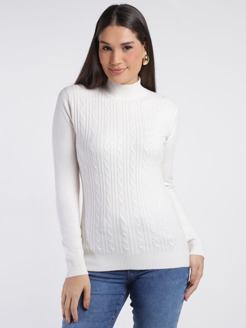 Blusão Tricot Manga Longa Feminino AREIA