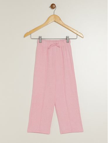 Calça Tricot Wide Leg Infantil Para Menina - ROSA