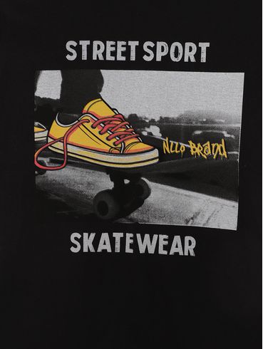 Camiseta Manga Longa Juvenil Para Menino - PRETO