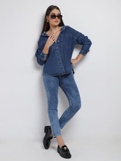 Calça Jeans Skinny Sawary Feminina AZUL