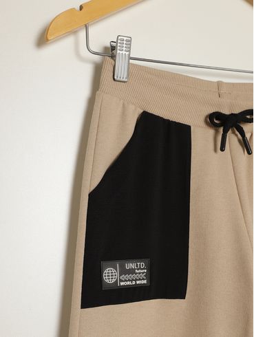 Calça Moletom Cargo Juvenil Para Menino - BEGE