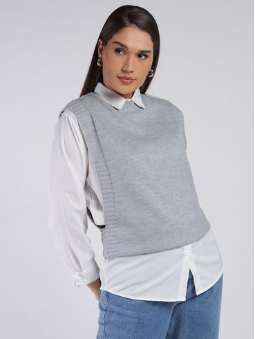 Blusa Sobreposição Eagle Rock Feminina CINZA