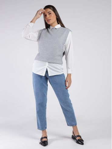 Blusa Sobreposição Eagle Rock Feminina CINZA