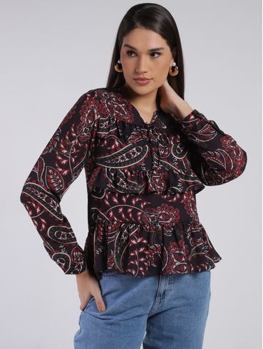 Blusa Manga Longa Autentique Feminina PRETO