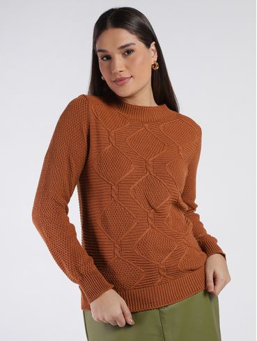 Blusa Tricot Manga Longa Feminina COBRE