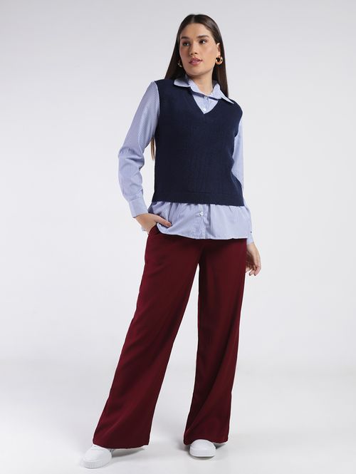 Calça Reta Alfaiataria Feminina VINHO