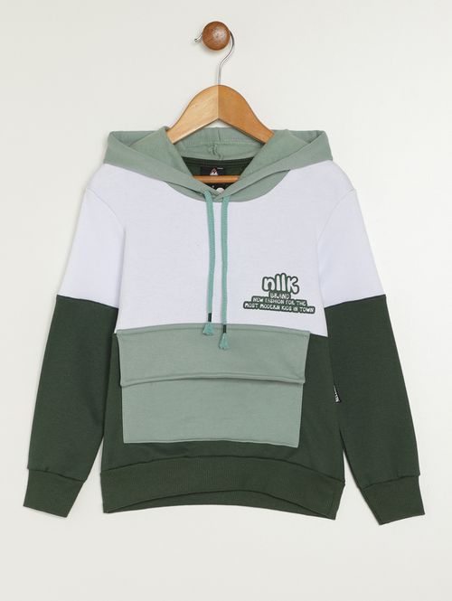 Moletom Com Capuz Infantil Para Menino - BRANCO/VERDE