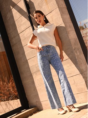 Calça Jeans Wide Leg Feminina AZUL