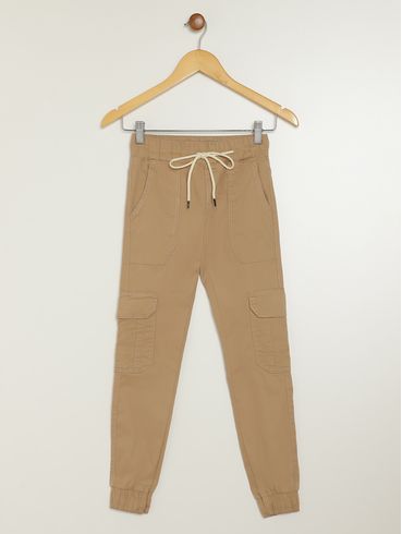 Calça Sarja Cargo Juvenil Para Menino - CARAMELO