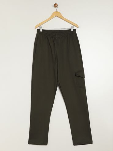 Calça Moletom Reta Cargo Plus Size Masculina VERDE