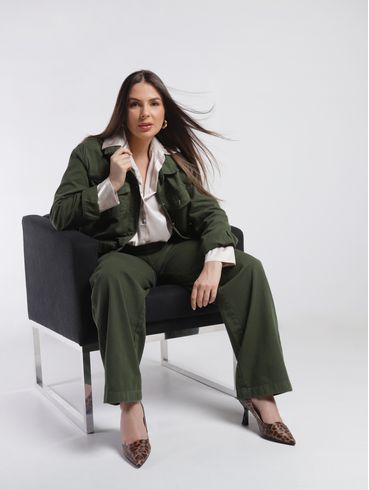 Calça Sarja Wide Leg Autentique Feminina VERDE