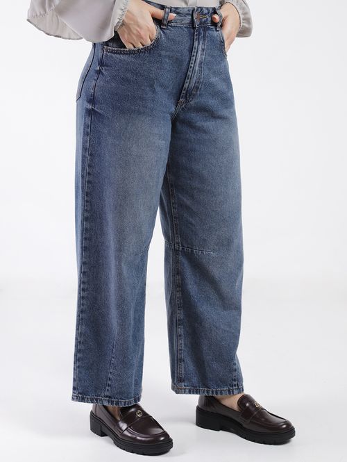 Calça Jeans Baggy Ballon Autentique Feminina AZUL