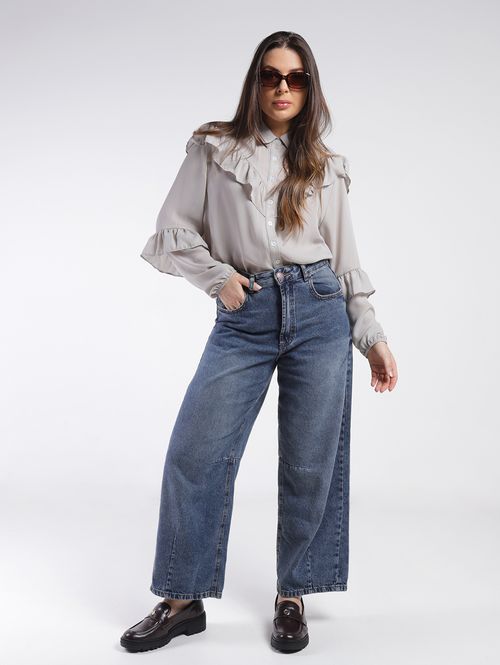 Calça Jeans Baggy Ballon Autentique Feminina AZUL